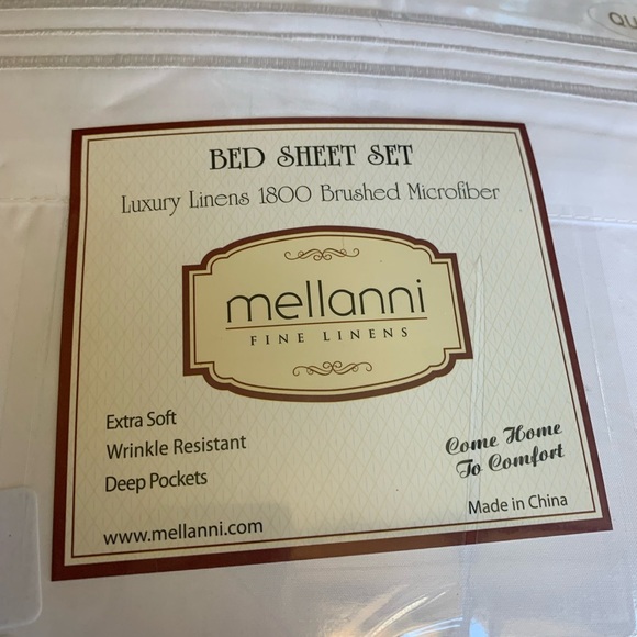Mellanni Queen Size Sheet Set White Brushed Microfiber Deep Pockets NEW - Picture 2 of 4